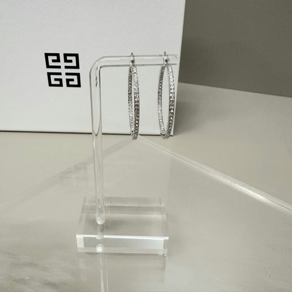 NWT GIVENCHY SILVER HOOPS - Picture 3 of 5